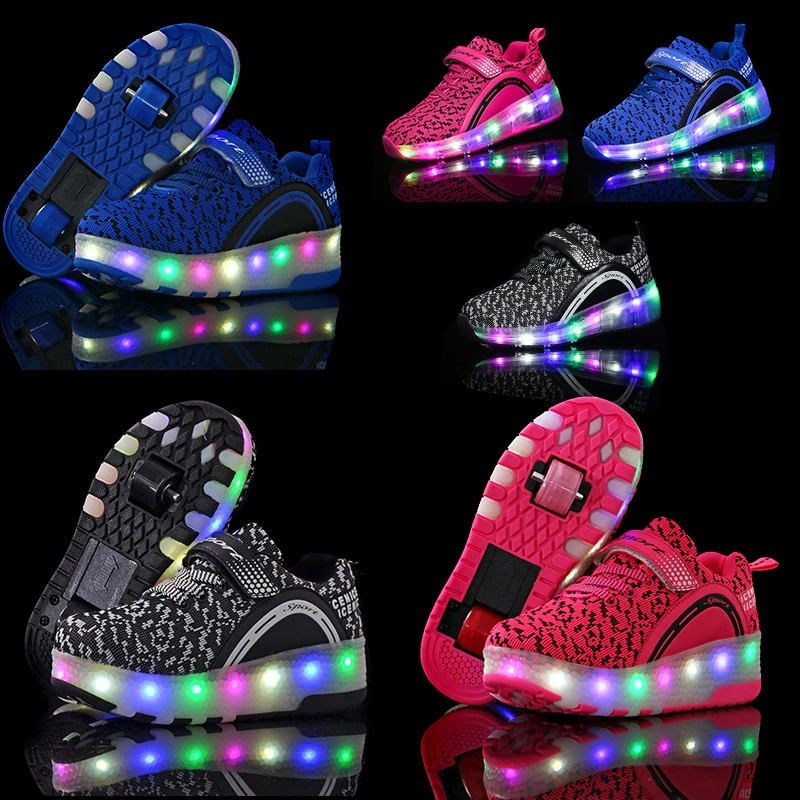 Two-wheeled Flying Shoes Led Charging Roller Skates 