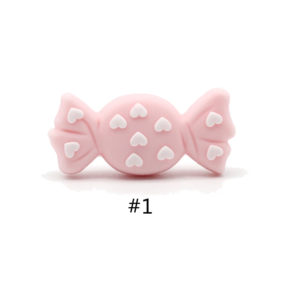 Baby Teething Items luxury 10 pcs Silicon candy beads Baby Teething DIY Necklace pink Bow-knot Silicone Beads Babi Teether Girls toys Chew Gift Candy Beads baby teething items at 3 months