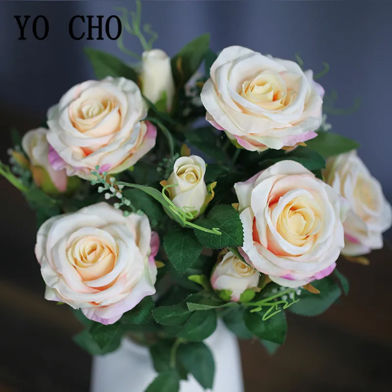

Йо Чо искусственный цветок 12 голов Шелковая Роза мини букет поддельные букет роз свадьба девушка цветок букет Домашняя вечеринка, праздник Декор
