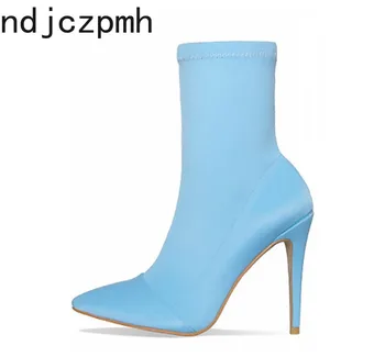 

Autumn and Winter The New Fashion Pointed Zipper Fine Heel High Heel Middle Tube Women Shoes 36-41 Heel Height 11cm Black