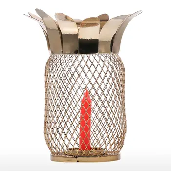 

New Pineapple-shaped Candlestick Metal Handmade Electroplating technology Net Design Decoration Gifts for Birthday Housewarming