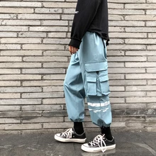 Осенние Комбинезоны мужские модные повседневные многокарманные рабочие брюки мужские уличные свободные хип-хоп прямые джоггеры спортивные штаны мужские