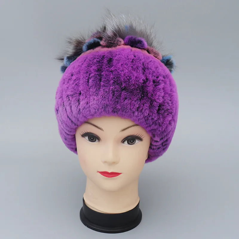 TopFurMall) Оригинальные меховые шляпки из меха кролика рекс Топ зимние шапки модные защитные головные уборы LF9102 - Цвет: As picture