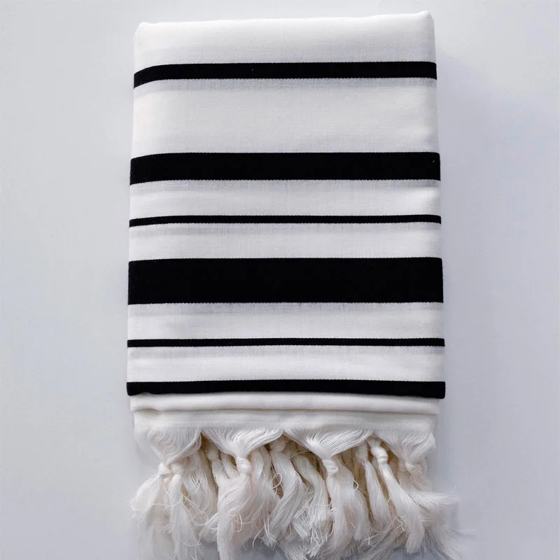 

Israel tallit jewish prayer scarf 100% wool tallit Jacquard white color with black stripes size: 150*185cm weight :500g