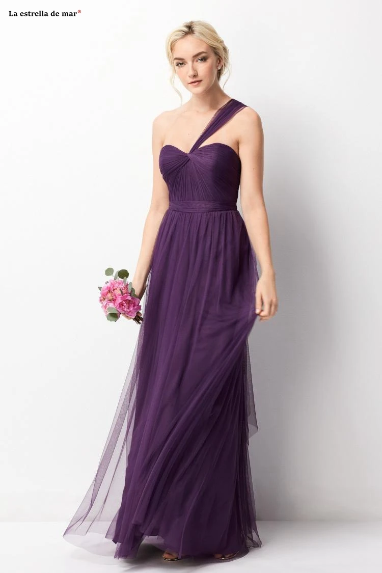 Плюс Размер Vestido de festa longo para casamento новая Тюлевая А-образная 4 стиля фиолетовые платья подружек невесты Плюс Размер свадебное платье