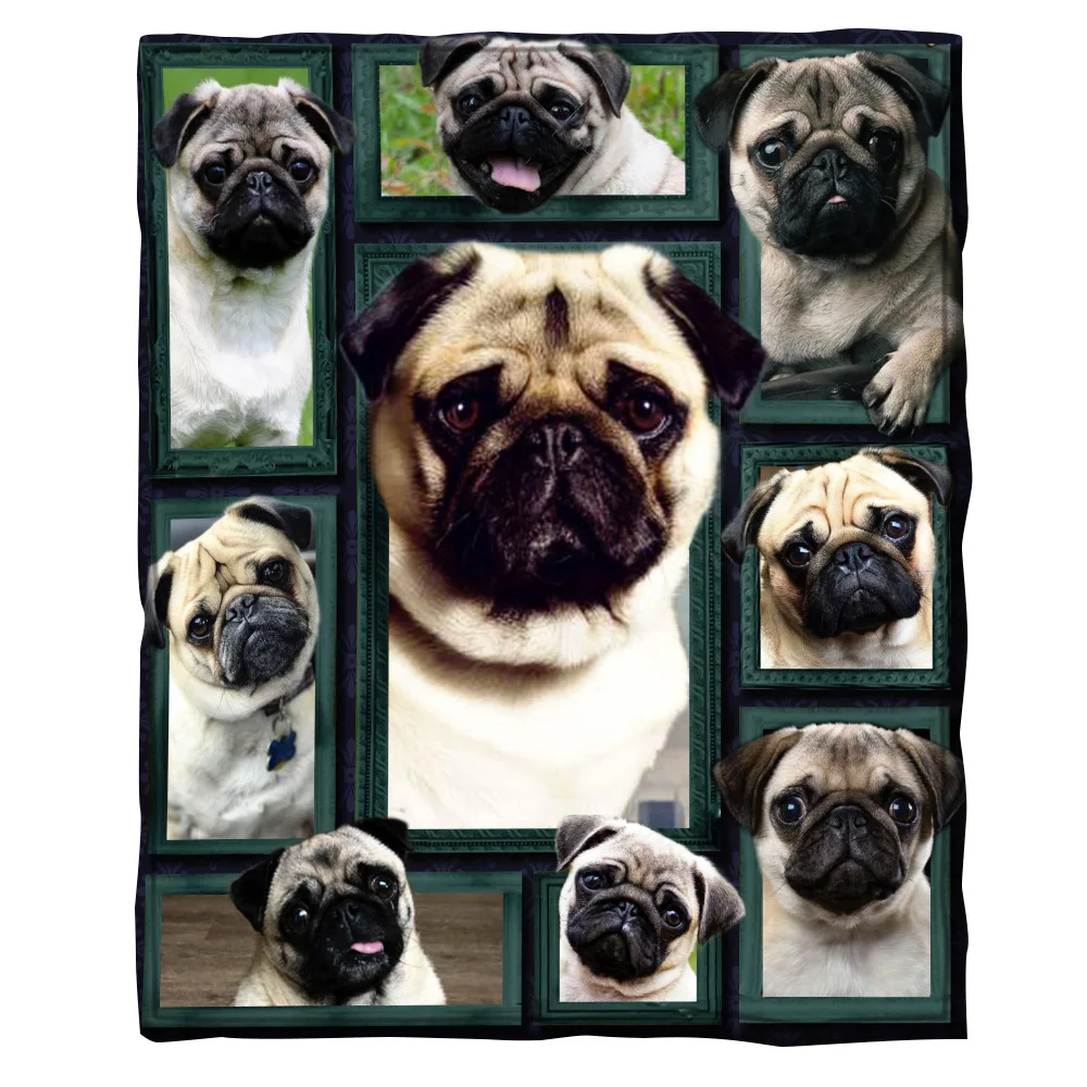 

Pug Fleece Blanket 3D full printed Wearable Blanket Adults/kids Fleece Blanket Sherpa Blanket Drop Shipping