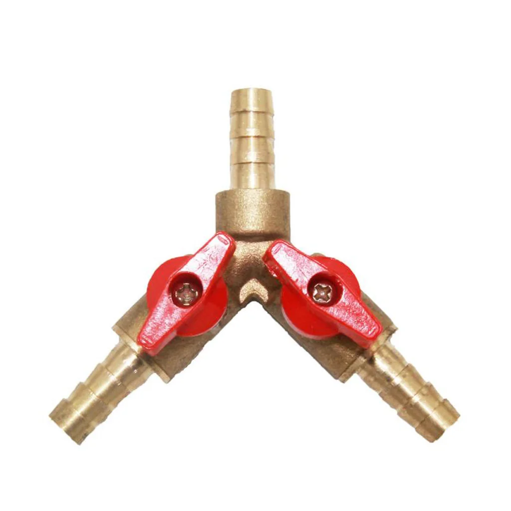 Clamp Tee Brass Y Shape 3-Way Shut Off Ball Valve Fitting Hose Fuel Gas Oil
