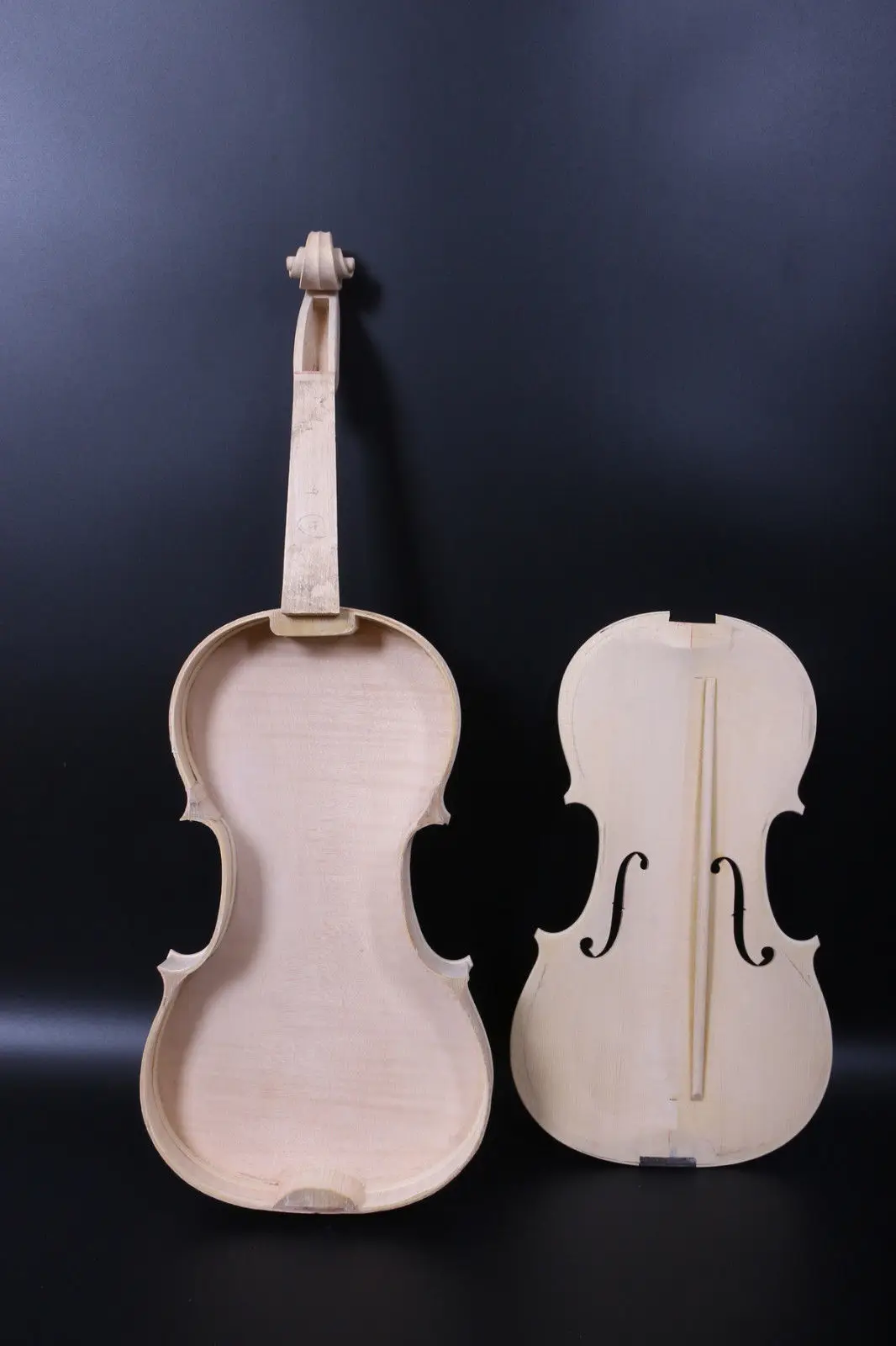 

White Unfinished Violin 4/4 Flame Maple Spruce Stradivari One Piece Wood