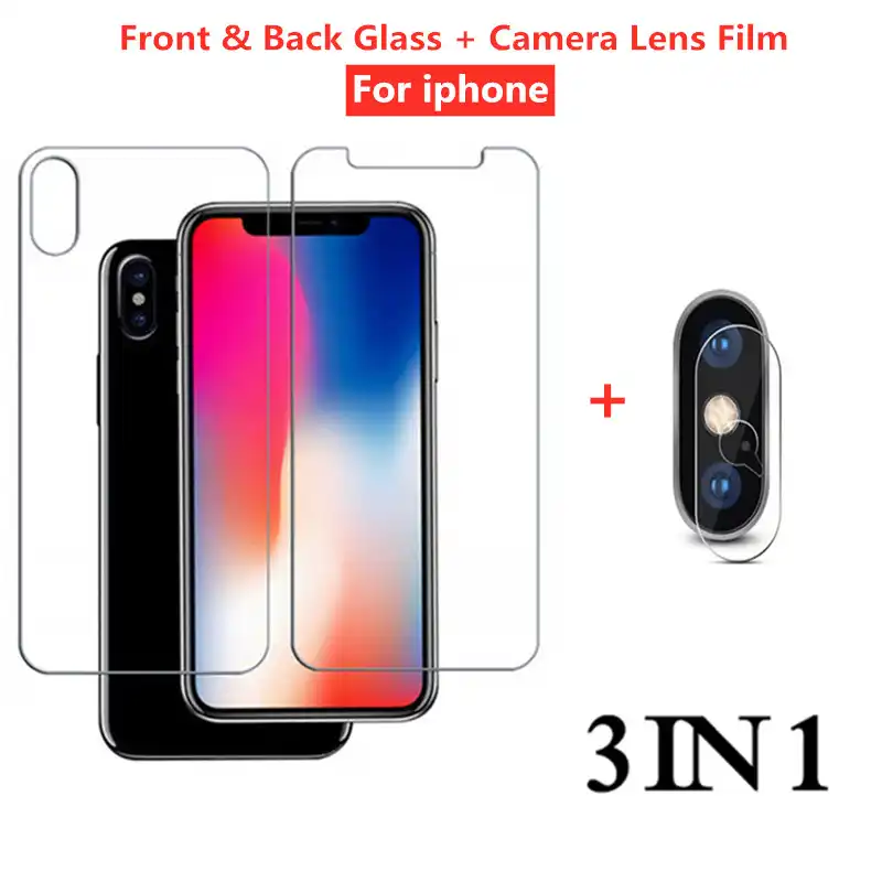 3 In 1 Front Back Lens Glass For Iphone 12 11 Pro X Xs Max Xr 6s 7 8 Plus Tempered Screen Protector For Iphone Se Glass Phone Screen Protectors Aliexpress