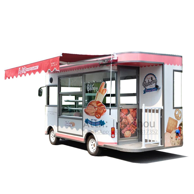 

3.2m Long Electric Mobile Food Vending cart, Bakery Food Truck Food Van With Logo Printed