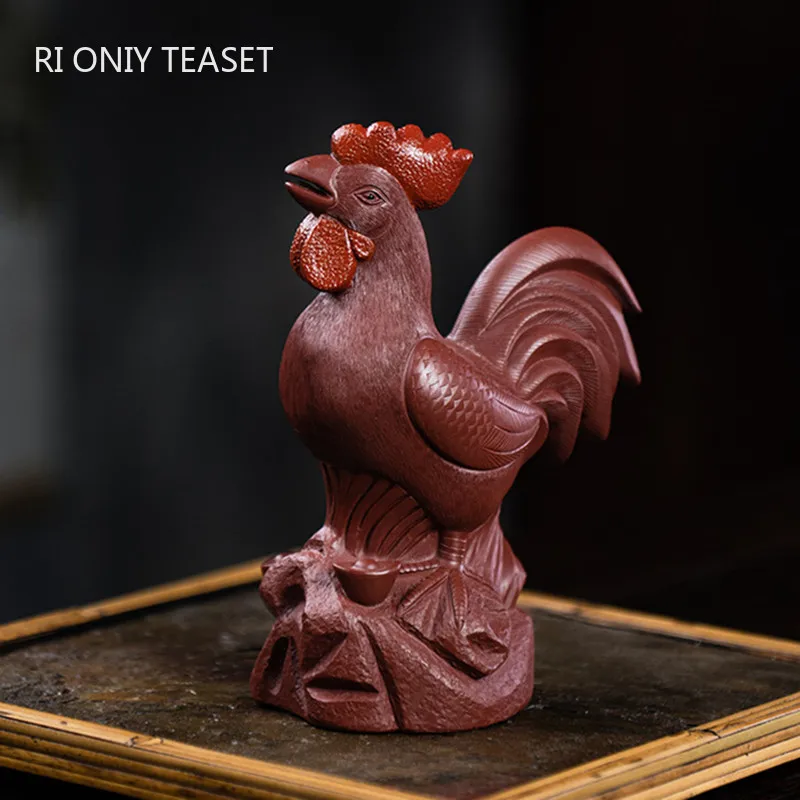 

Yixing High-end Purple Clay Tea Pet Chinese Zodiac Rooster Statue Ornaments Handmade Sculpture Tea Figurine Tea Set Decoration