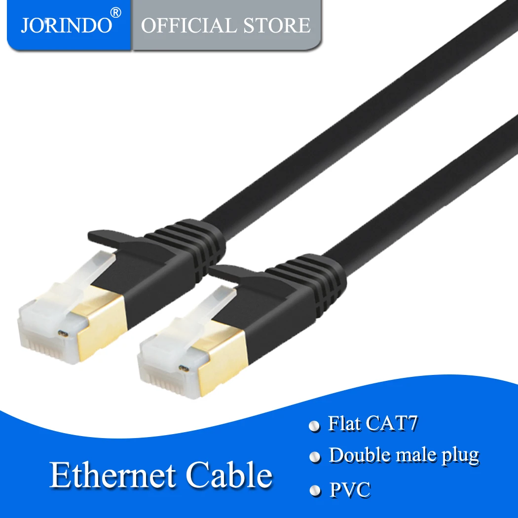 Cat7 Плоский Ethernet кабель JORINDO SSTP экранированный позолоченный сетевой патч cat