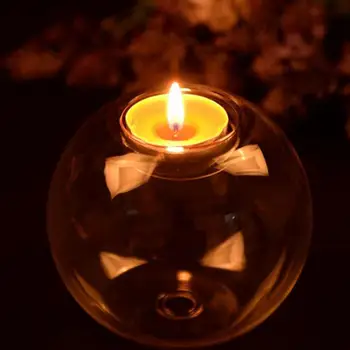 

Round Glass Candle Light Holder Lamp Stand Wedding Candlestick Dining Room Home
