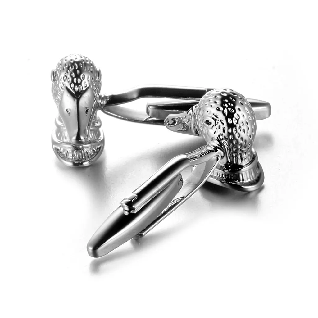 Men Fancy Shirt Cufflinks Duck Mallard Shape Cuff Links Wedding Gift silver color