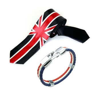 

1pcs Jewelry Bracelet, French Flag Bracelet, Leather, Alloy, White Red-Blue (Width 14 mm, Length 20 cm) & 1pcs Unisex Leisure Ti