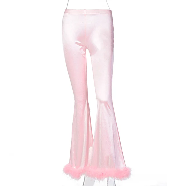 fur flare pants