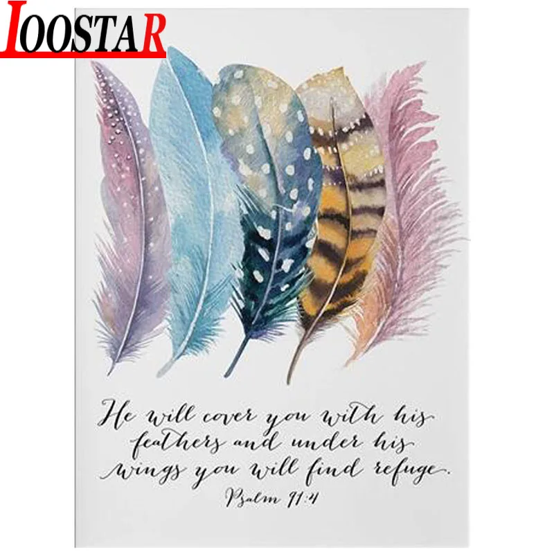 diamond Painting embroidery Birds Feathers Scripture Christian Quotes cross stitch mosaic rhinestone Wall Art Home Decor | Дом и сад