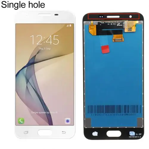 White Single Hole Одно/двойное отверстие lcd сенсорный экран дигитайзер для samsung Galaxy J5 Prime G570F - Цвет: White Single Hole