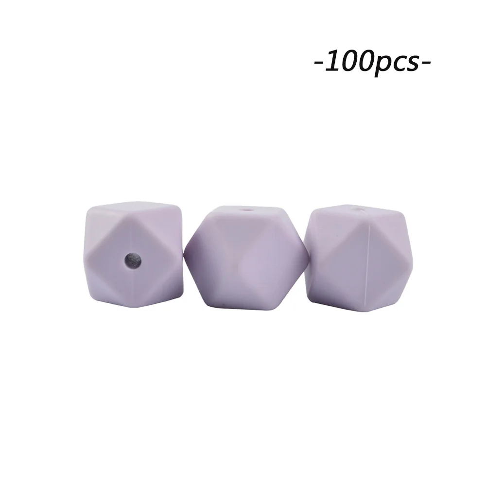 lavender fog LOFCA 100 шт мини шестигранные силиконовые бусины 14 мм детский прорезыватель BPA Бесплатные ожерелья своими руками пустышки цепи Прорезыватели для зубов - Цвет: lavender fog