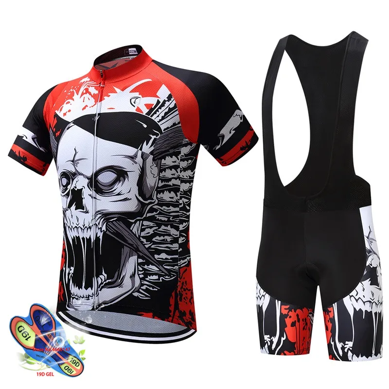 Uniforme Ciclismo Pro Team, набор велосипедных Джерси, дышащий, Conjunto Ciclismo Hombre, набор для велоспорта, креативный рисунок черепа, Джерси - Цвет: 1