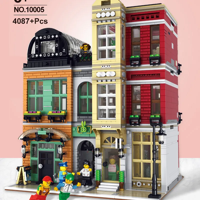 

10005 4087pcs In Stock LR Creator Series Street View Bootblack Street Building Blocks Bricks Kids education toys Christmas Gift
