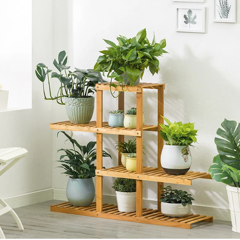 Solid wood flower shelf floor type multi-layer decoration balcony indoor living room green plant flowerpot plant stand outdoor solid wood watercolor painting oil painting shelf folding scaffolding type art students special standing wood