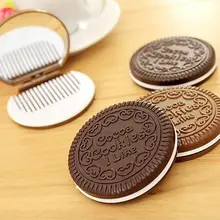Милая шоколадная печенья компактное зеркало расческа в форме дизайн креативный макияж зеркало с 1 гребень набор подарок