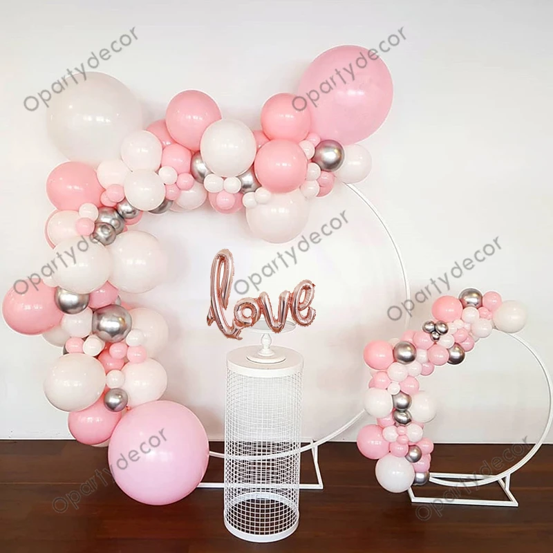 

109Pcs Merry Wedding Balloons Garland Pink White Ballon Chain Helium Rose Gold Love Globos Baby Shower Girl Birthday Decoration