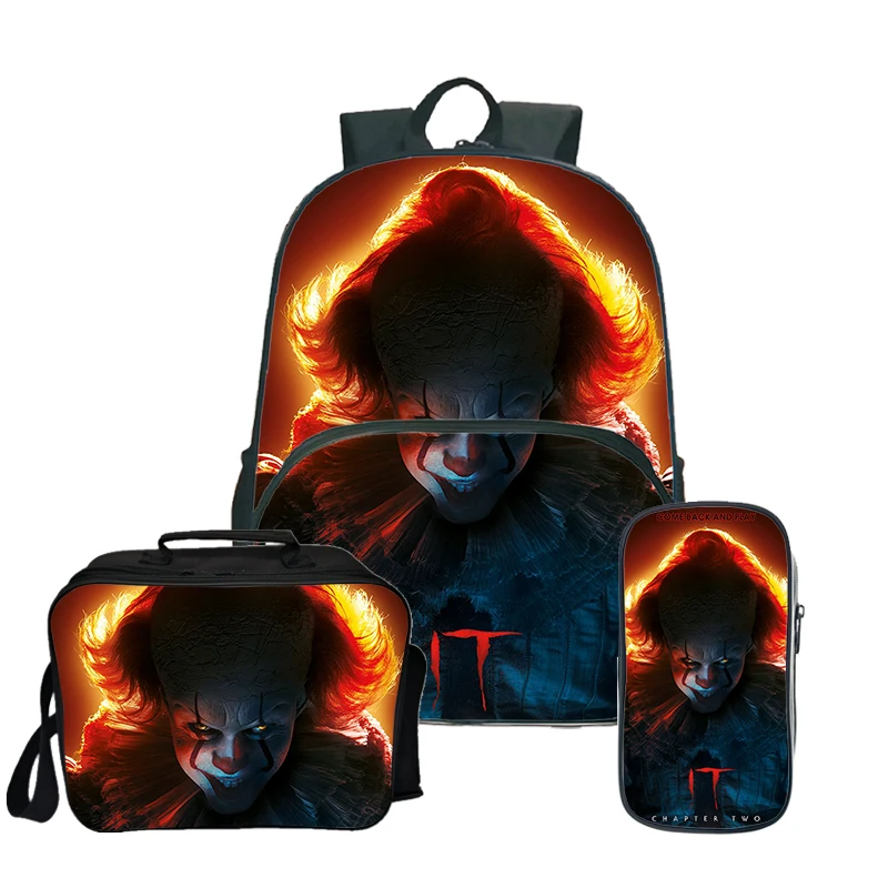 Mochila IT Horror Movie рюкзак "Клоун" школьные сумки для подростков девочек мальчиков рюкзак для ланча Детский рюкзак для путешествий с пеналом - Цвет: 26