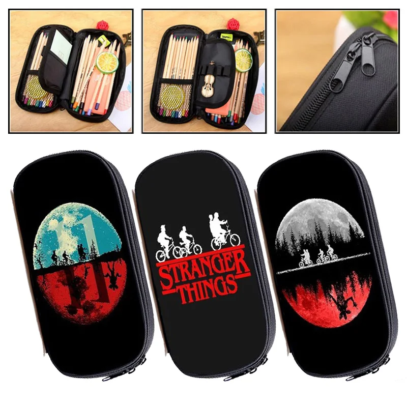 

Students Handbags Stranger Things Pencil Case Boys Girls Pencil Holder Pen Bag Student Stationery Bag Teens Popular Pencil Box