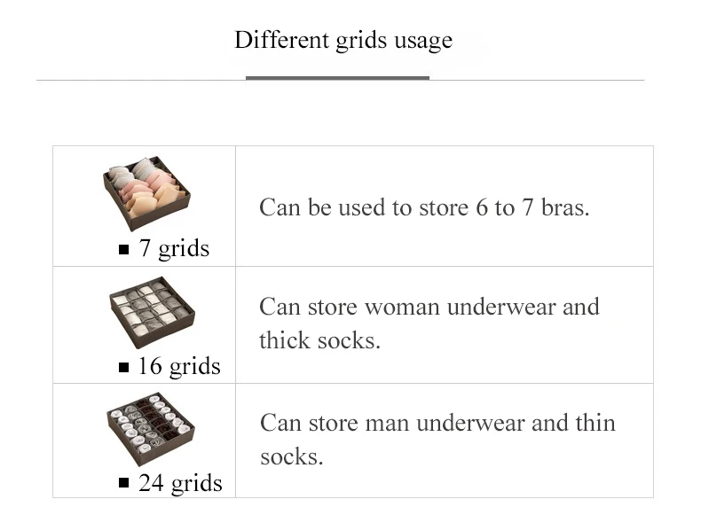 Creative Multi Grid Storage Boxes Practical Foldable Non-woven Box Multifunction Underwear Bra Scarfs Socks Separated Organizer