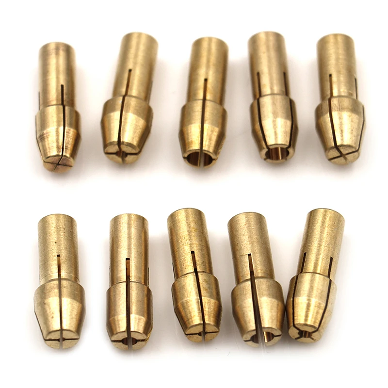 10PCS/Set Mini Drill Brass Collet Chuck for Dremel Rotary Tool 0.5-3.2mm Brass and Nut for Dremel Accessories Set