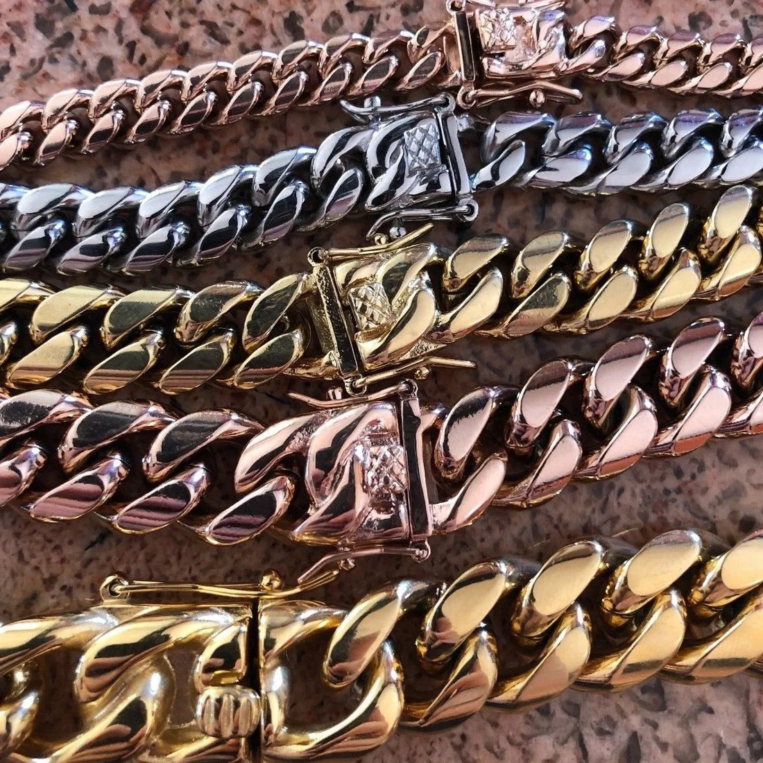 

8/10/12/14 Mm Men Titanium Steel Stainless Steel Encryption Miami Cuba Pendant Leading Buckle Necklace Bracelets