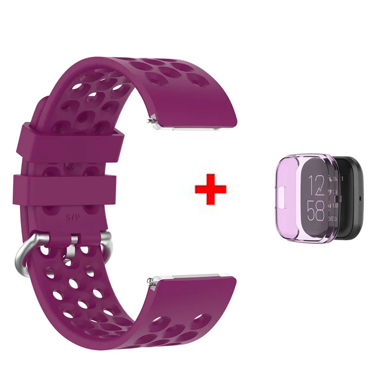 Color11 2 в 1 сменный Браслет для часов Fitbit versa 2 ремешок силиконовый браслет+ защитный чехол для Fitbit Versa 2 Чехол - Цвет: Color11