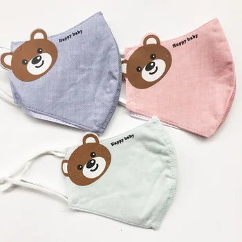 

10 pcs Spring thin three-dimensional dust-proof anti-fog cute bear warm children's mask cartoon printed cotton mouth mask