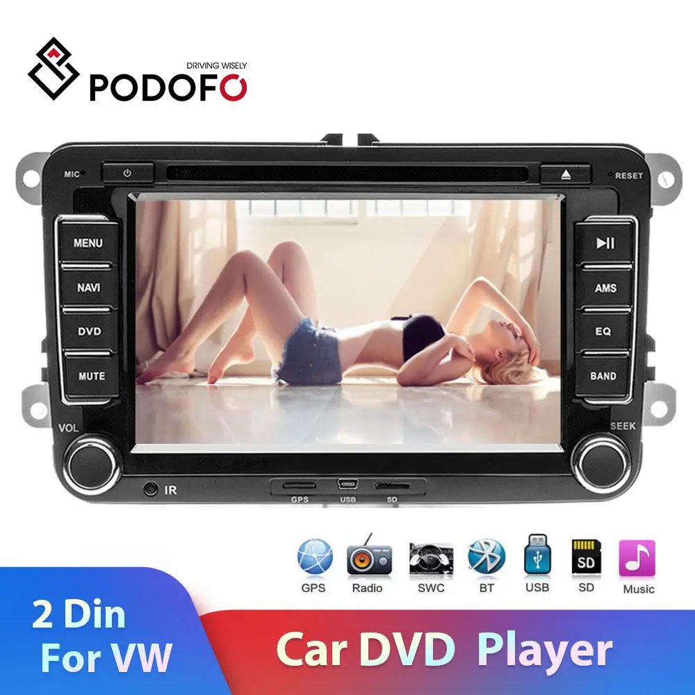 Автомагнитола Podofo 2 Din 7 " FM радио Bluetooth USB SD GPS 2Din DVD плеер для Volkswagen Golf Skoda Seat