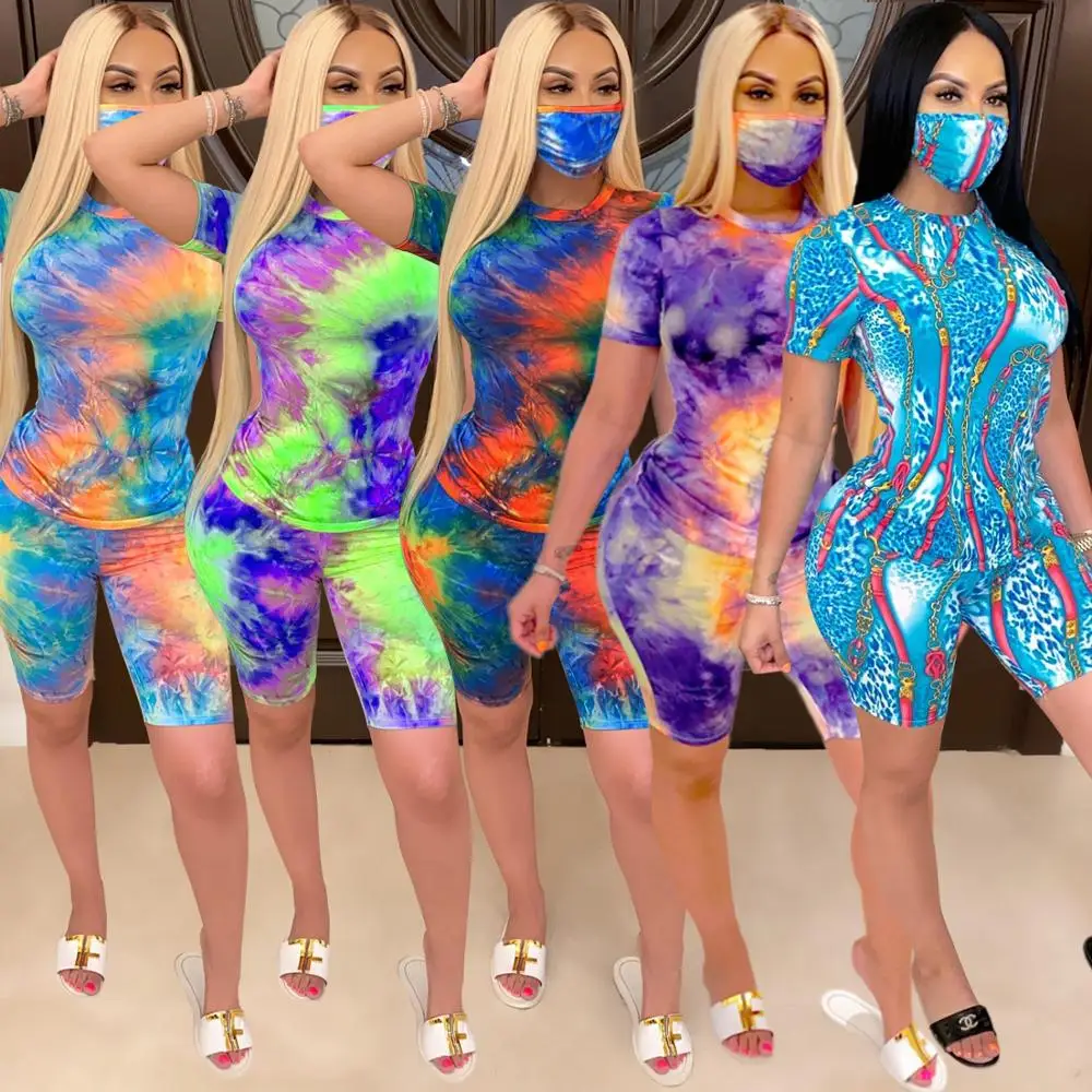 Комплект из 2 предметов с коротким рукавом и маской круглым вырезом|Спортивные