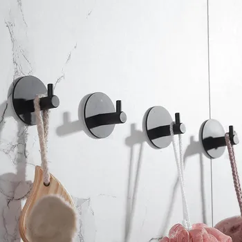 

Bathroom Accessories Adhesive Hooks Tissue Paper Holder Stainless Steel Bedroom Closet Wall Door Cloth Hook Nail-free