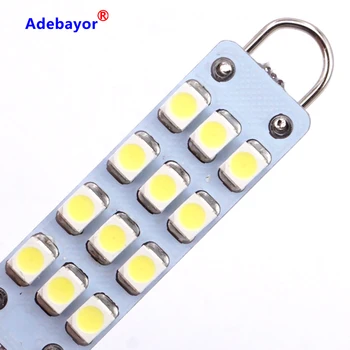 

100 X 44mm rigid loop hook 1210 3528 12 led smd Dome Festoon Interior Bulbs Auto Car Festoon Licence Plate Roof Car Light white