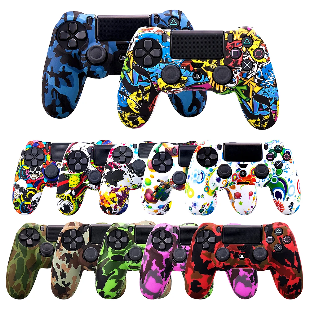 Fundas para Mando PS4/PS4 Pro/PS4 Slim Dualshock 4, Silicona Carcasa  Protectora Antideslizante para Play 4/playstation 4( 2 × vistoso  Personalizado cubierta de Mando PS4 + 8 × Grips para Pulgares PS4) :  : Videojuegos