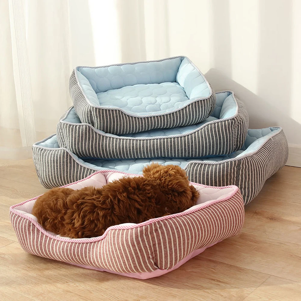 Stripe Dog Sofa for Large Small Dogs Bed Pet Mat Soft Mats Kennel Cat Puppy Warm House Breathable Beds | Дом и сад