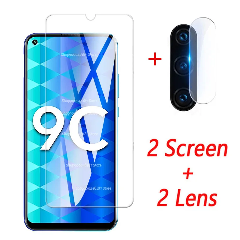 

For honor 9C glass screen protector for huawei honor 9C camera lens Tempered glas protective film on hono 9C 9 C c9 tremp 4 in 1