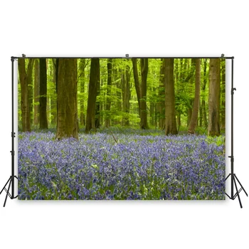 

HUAYI Purple Floral Flowers With Forest Trees Background Backdrops For Spring Scene Photoshoot Photography Prop Banners D-5451