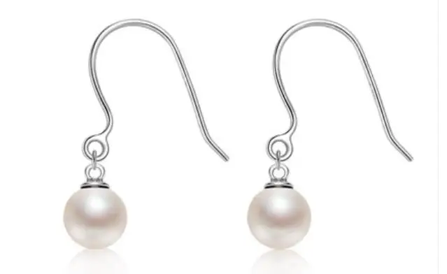 Siliver Style 6-7mm Серьги из натурального круглого пресноводного жемчуга, 925 пробы серебряные серьги-гвоздики для женщин, золотые серьги-гвоздики, ювелирные изделия в подарок - Окраска металла: Siliver Style 6-7mm