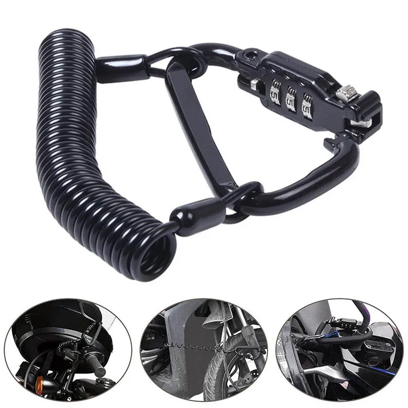

Motorcycle Helmet Lock Universal Stretchable Coded Lock Tough Combination PIN Locking Carabiner Device Motorcycle Accessories