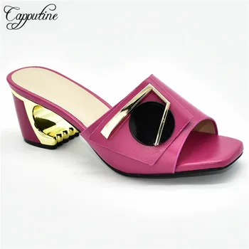 

Popular Fuchsia African High Heel Pump Shoes For Lady 88-10 Heel Height 7CM