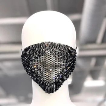 

Sparkle Mesh Jewelry Mask Glitter Rhinestone Resin Mask for Men Women Spring New Covering Accessories Trendy Fashion Supplies