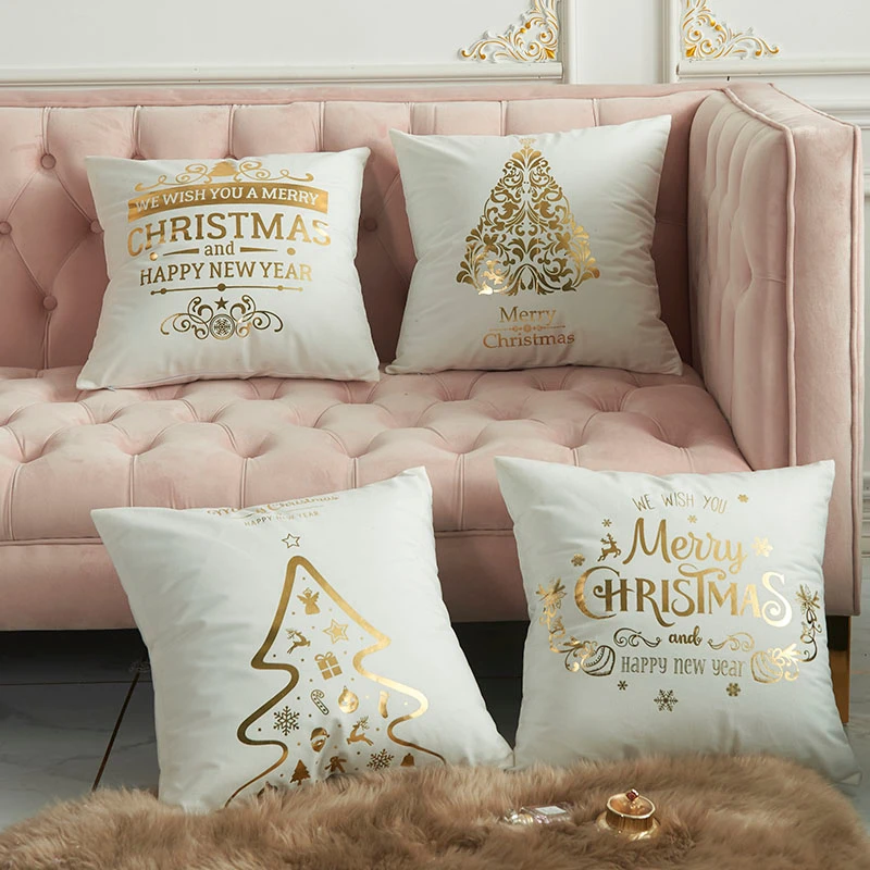 

Bronzing Cushion Cover Pillow Christmas Luxury Gold Decorative Pillowcase Cojines Decorativos Para Sofa Housse De Coussin 40526
