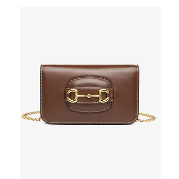 

Retro 100% leather saddle bag chic chain bag female messenger bag ins fashion wild texture small square bag