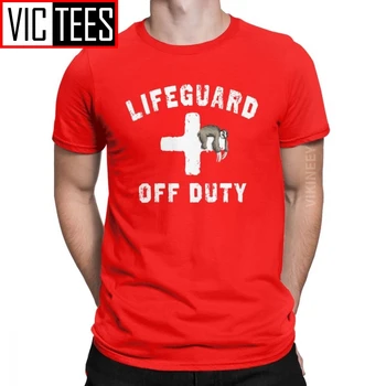 

Men T-Shirt Off Duty Sloth Napping Lifeguard Humor Cotton Red Lifeguarding Uniform T Shirt Camisas Hombre Oversized